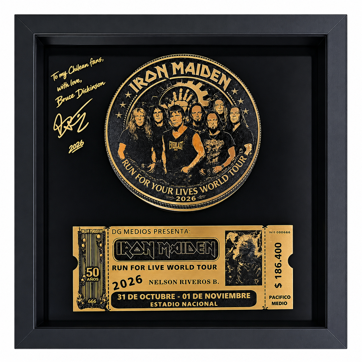 Cuadro Ticket Iron Maiden 30 x 30 cm