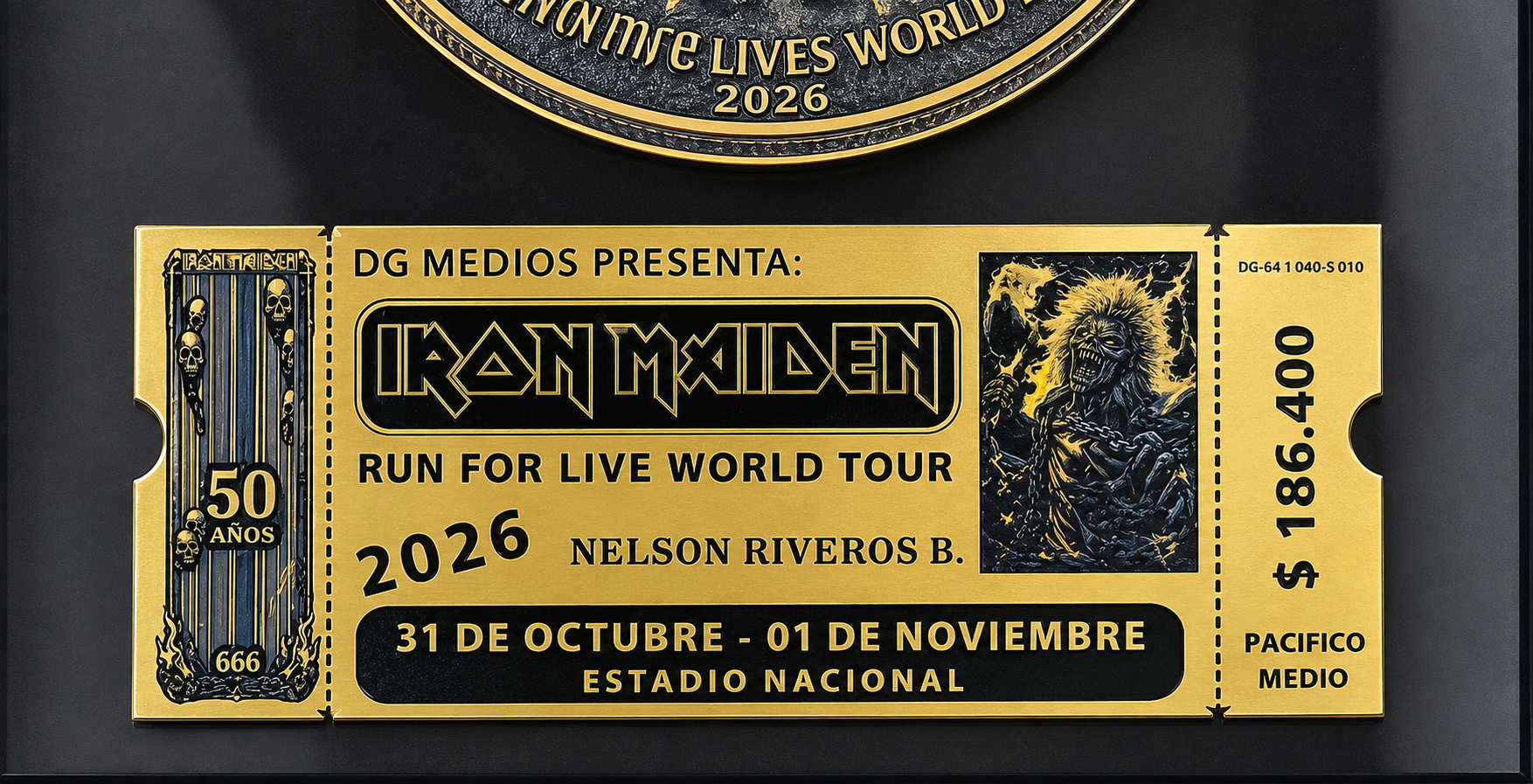 Cuadro Ticket Iron Maiden 30 x 30 cm