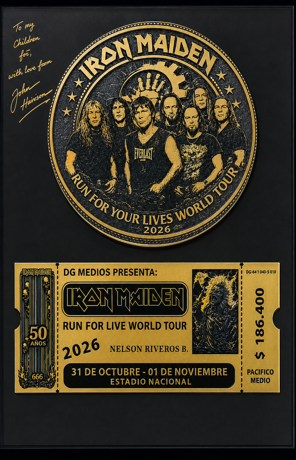 Cuadro Ticket Iron Maiden 30 x 30 cm